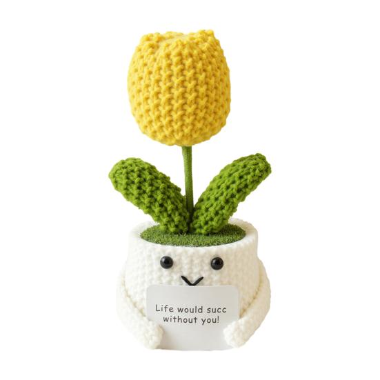 Crochet Cactus Potted Plants, Handmade Knitted Cactus for Home Office Car Decoration, Decorative Plants for Lasting Beauty, Gift for Women Family