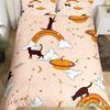 Capa de edredom fofa de gato de Halloween, conjunto de cama de castelo misterioso para crianças, adolescentes, microfibra, floresta enevoada, morcego, colcha, roupas de cama queen