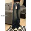 Women's High Waist Retro Blue Micro-Flare Jeans - Plus Size Slimming Fit for Pear-Shaped Bodies In Autumn/Winter