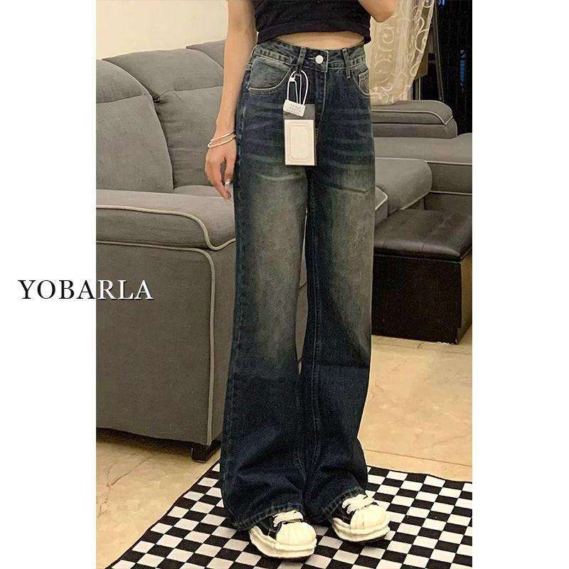 Women's High Waist Retro Blue Micro-Flare Jeans - Plus Size Slimming Fit for Pear-Shaped Bodies In Autumn/Winter