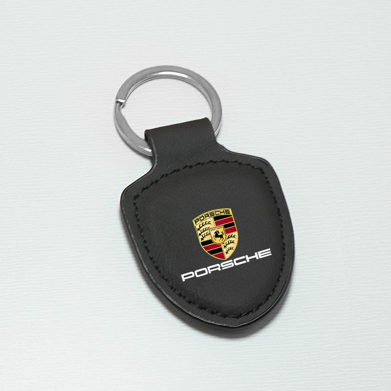 Kožený Klíčenka na Klíče do Auta Typ Štítu Kroužek na Klíče Pro Porsche Panamera Cayenne Taycan 911 718 Macan Carrera-GT 928 944 968 944 Příslušenství