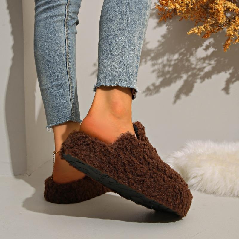 Autumn and winter home fluffy slippers women's bag head warm thick bottom new outer wear bag head plush half slippers