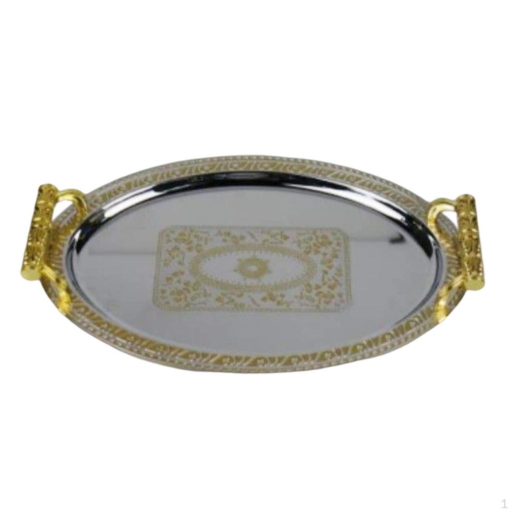 Modern Elegant Decorative Tray with Handles Oval Serving for Living Room Parties Coffee Table
