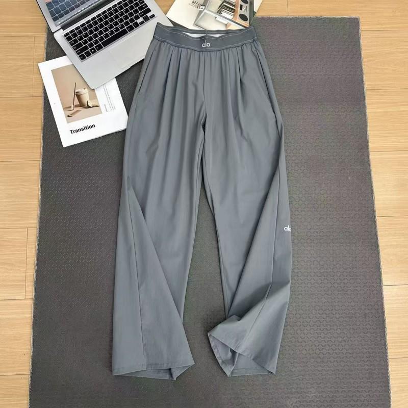 High-Waisted Wide-Leg Straight Trousers Women - Stretchy Nylon Tailored Pants Elegant Casual Office Wear