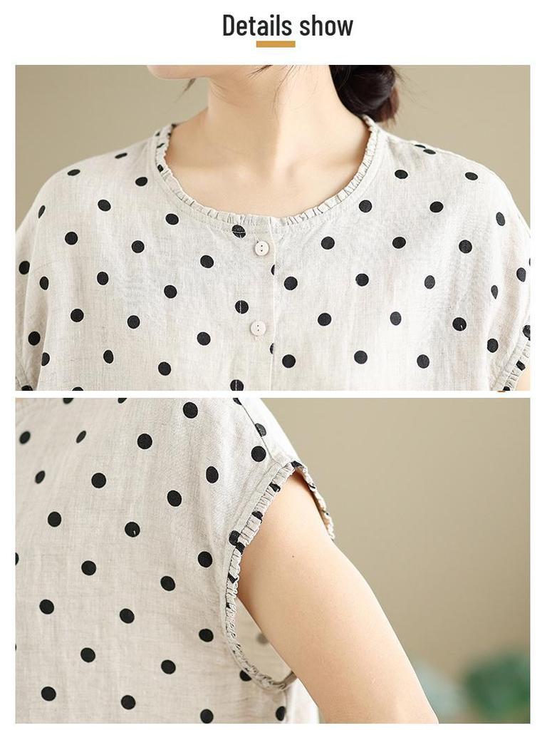 2025 Plus Size Cotton Linen Retro Slimming Pants Summer Set for Women