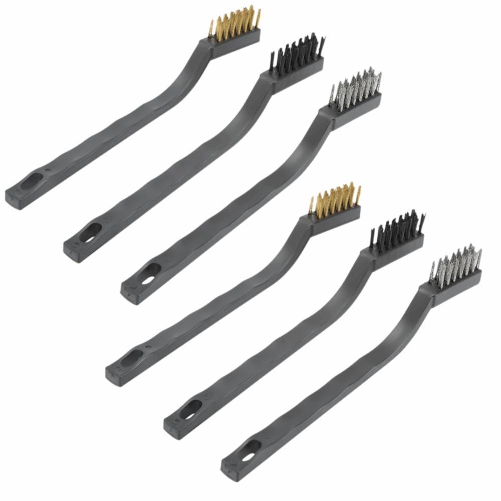 6PCS Metal and Plastic Construction Industrial Wire Brushes Curved Rust Remover Brush  Bonsai Brush
