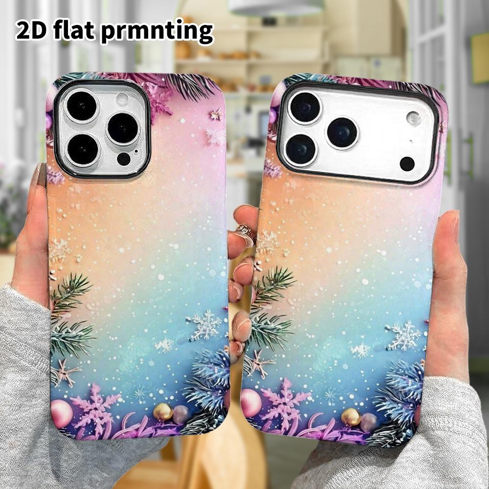 Phone Case: 2D Flat Design Suitable for iPhone 18 17 16 15 14 13 Pro Film Protective Case, Couple Style, Gradient Christmas, Christmas and Halloween H