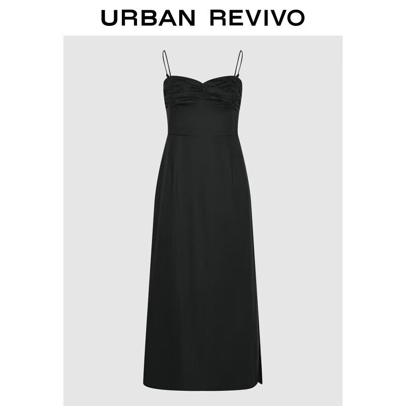 UR Damen Maxikleid im französischen Stil mit Plissee-Raffung