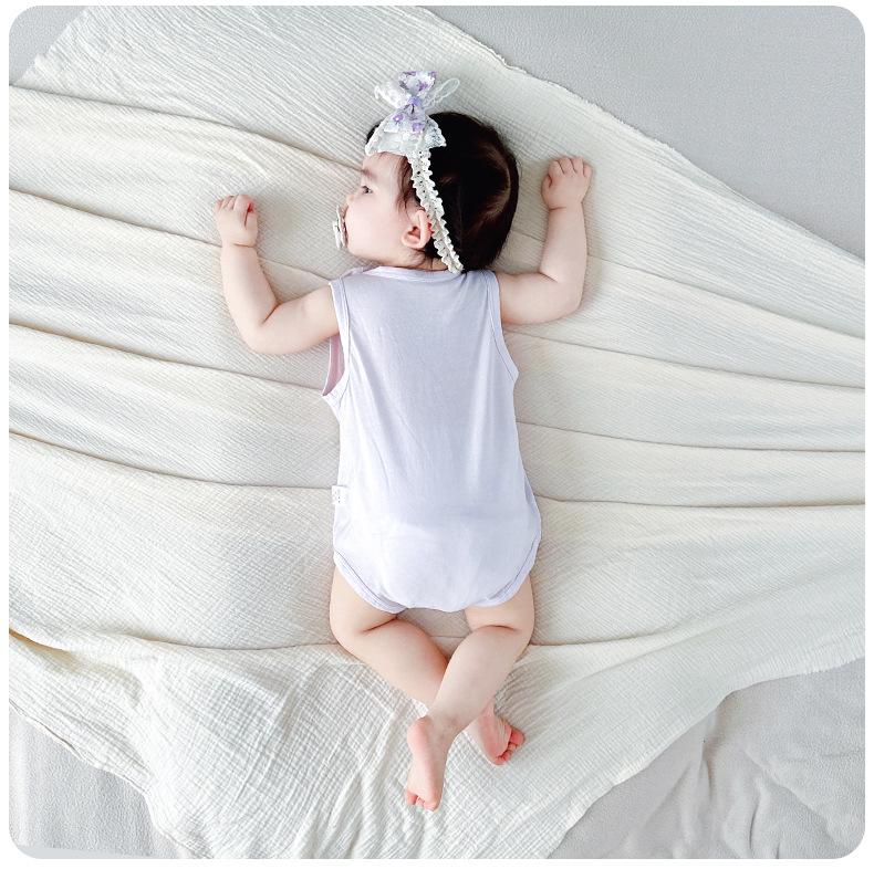 7A Antibacterial Summer Baby Sleeveless Cotton Romper - Infant Diaper Cover Bodysuit with Tagless Design, Ideal for Air Conditioning