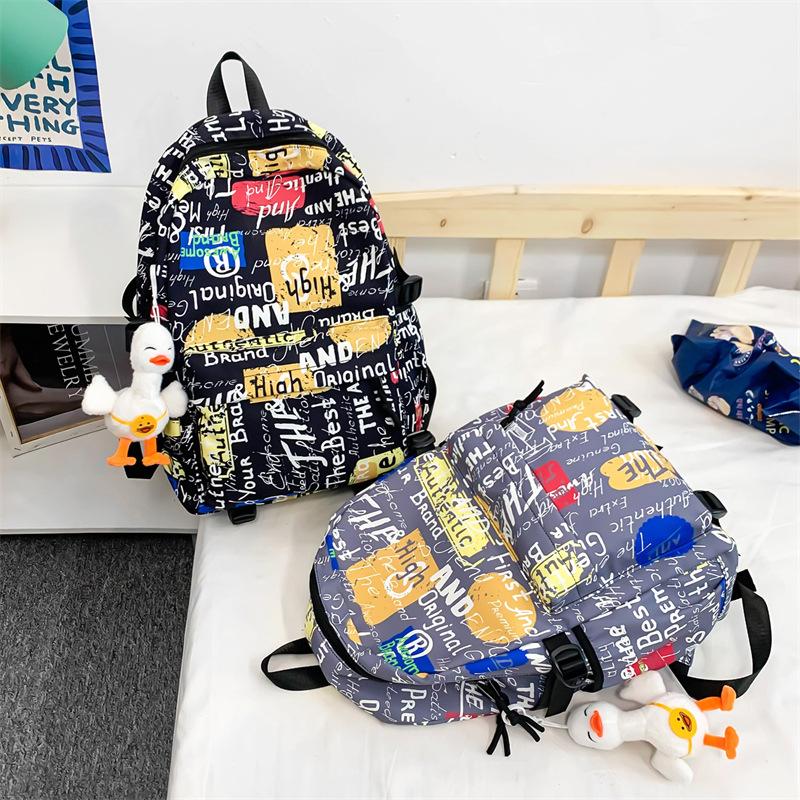 School Bag School Season Fashion Graffiti Backpack High School Student Large Capacity Couple Personality Backpack