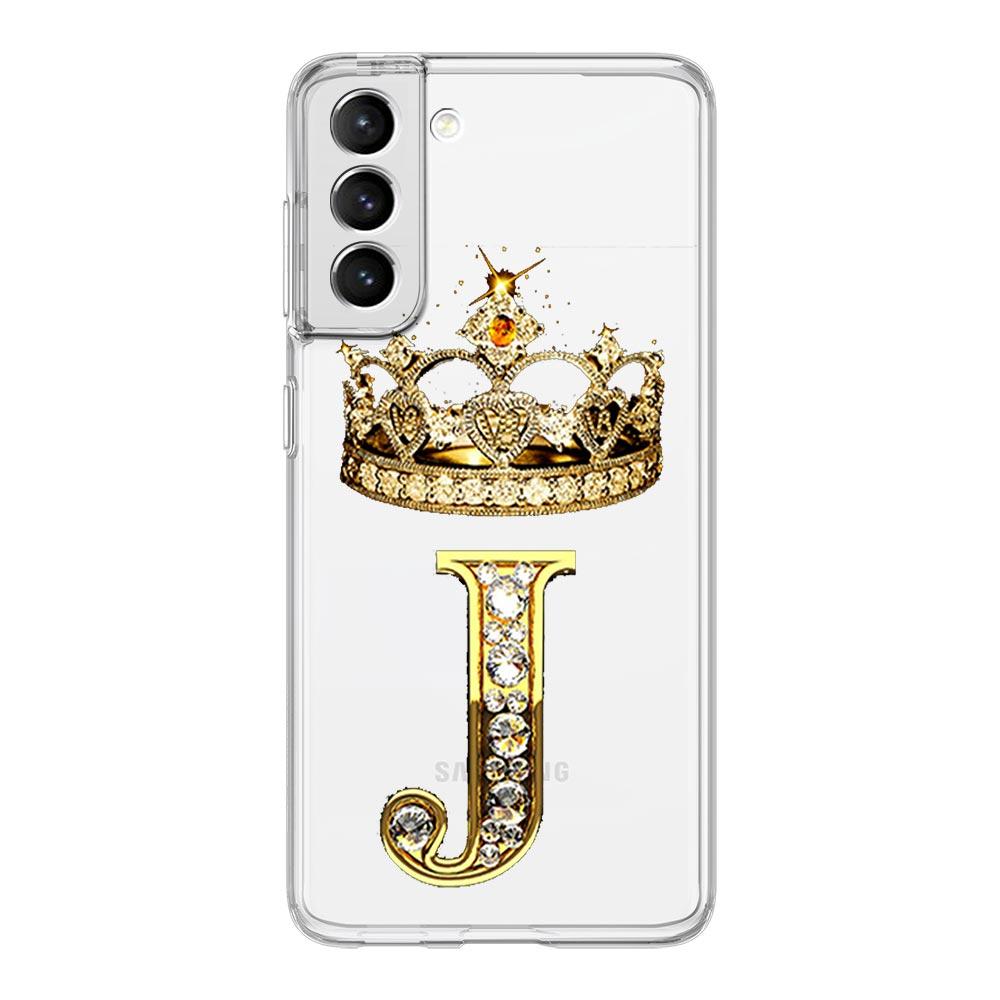 Diamond Crown Letter 26 Letters Phone Case For Samsung Galaxy S23 S22 S20 Ultra S21 FE 5G S10 S9 Plus S10E S8 Note 20 Soft Cover