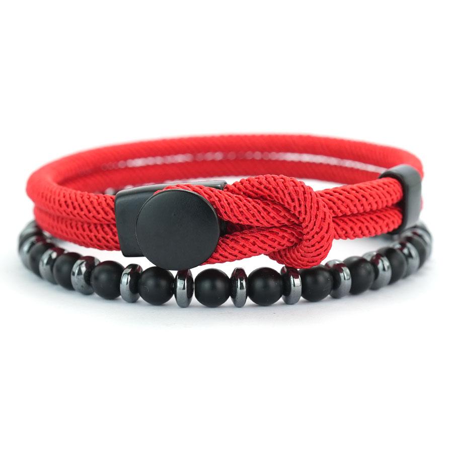 Noter New 2Pcs/Set Men Bracelet Grade A 4mm String Wrap Braslet 6mm Onyx Hematite Stone Healing Yoga Meditation Braclet Pulseria