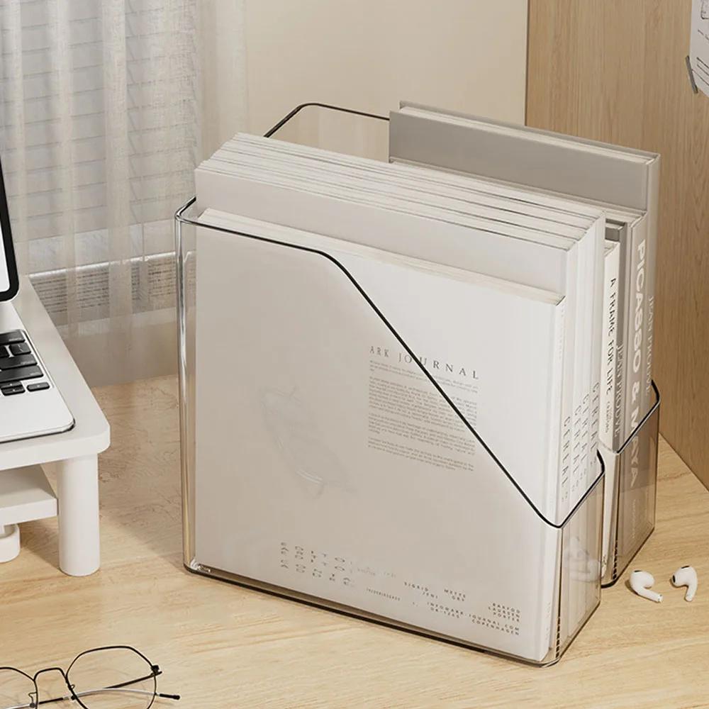 1/2pcs Desktop File Folder Book Magazine Holder Plastic Desk Document Paper Organizer Vertical Storage Rack Office Stand Shelf