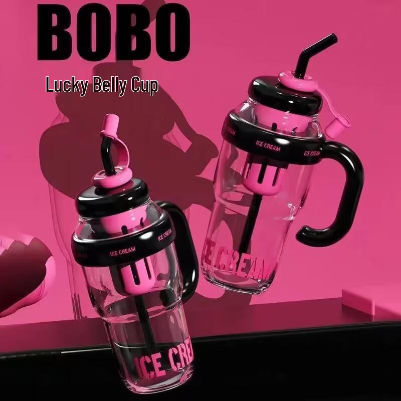 Lucky Belly Jumbo Water Bottle with Tea Infuser, Straw, High-Value Handle, and Convenient Ice Holder