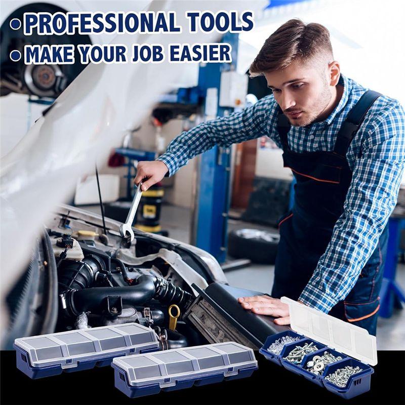 M-Modern-6 Pack Screw Organizer Box With Lids 4 Compartments Tool Bin Divider Compartment Containers Sorting Screw Toolbox Case