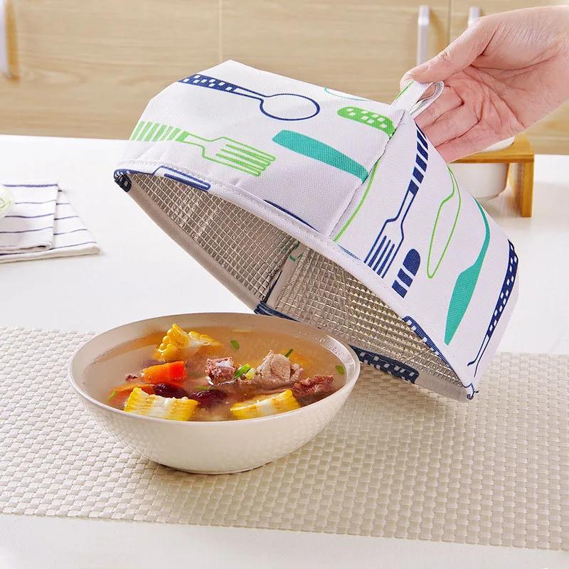 Creative Foldable Vegetable Cover Dining Table Cover Food Insulation Cover Aluminum Foil Food Cover Dining Table Dust Cover 1PC