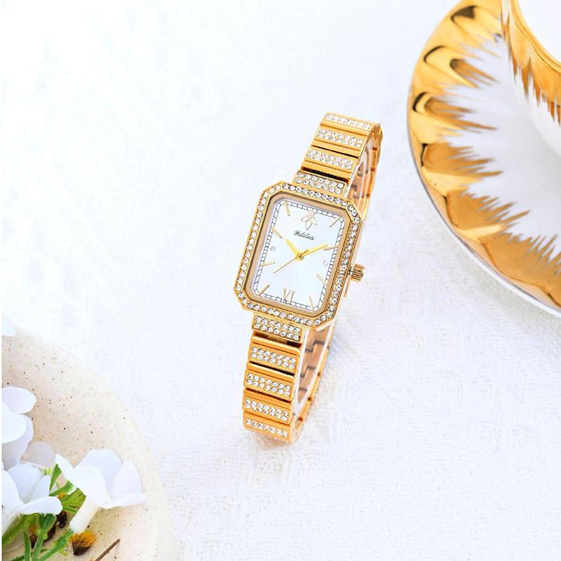 Fashion Womens Diamond Bracelet Watches Square Dial Waterproof Quartz Watch for Ladies