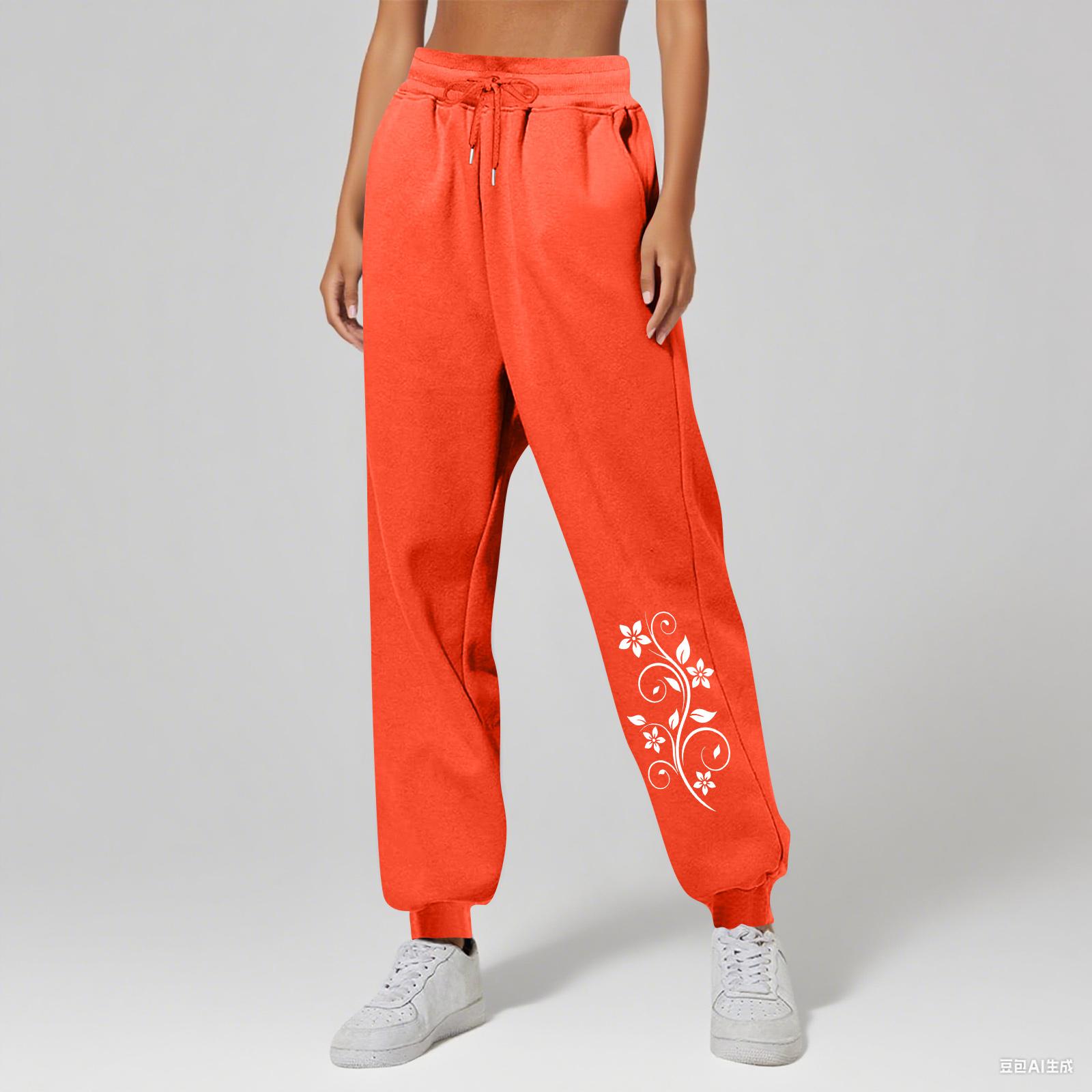 

Женские брюки унисекс с принтом, повседневные, с карманами и кулиской M шафрановый