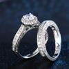 Huitan 2Pcs Set New Trendy Rings for Women Crystal Cubic Zirconia Romantic Wedding Band Accessories Luxury Zircon Drop Shipping