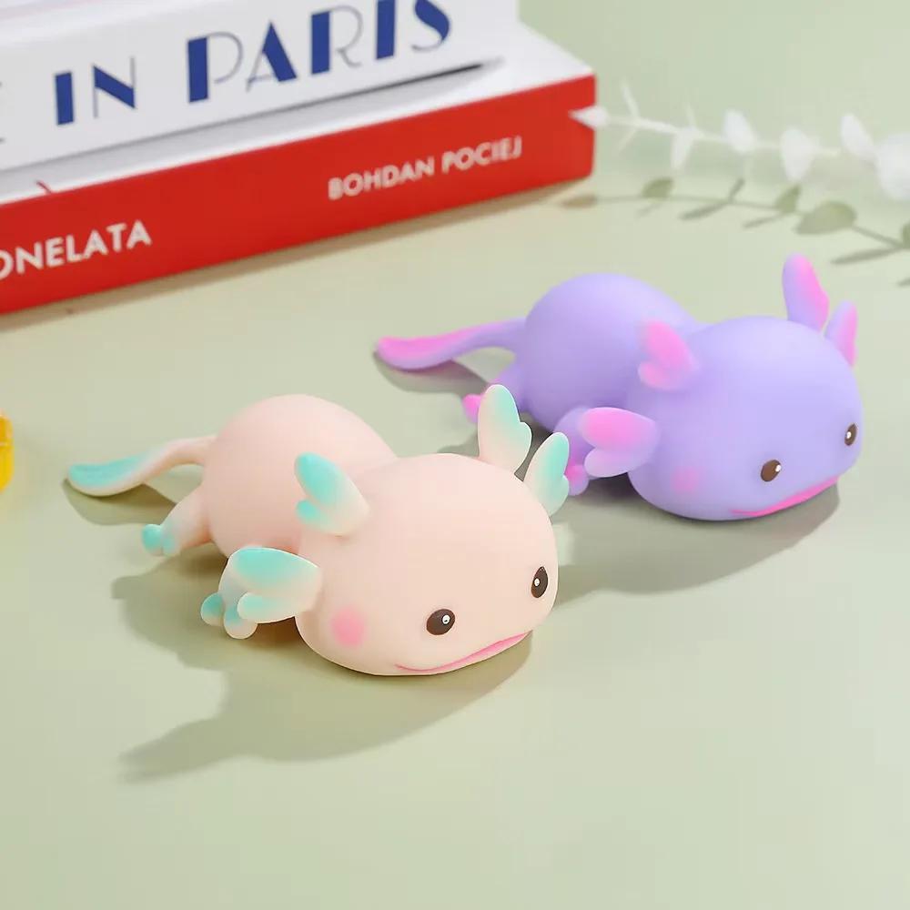 Roztomilé mačkací hračky axolotl, kreslená ryba, relaxační antistresové squishy hračky, úleva od stresu, pomalu se vracející, natahovací hračky pro dospělé a děti