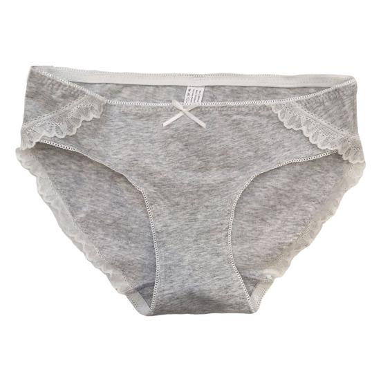 

Женские трусы с кружевным бантом и средней талией, отличная воздухопроницаемость, повседневная одежда для сна светло-серый