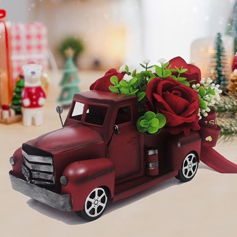 Rustics Truck Decors with Artificial Flowers Truck Decors with LED String Light Tiered Tray Decors Items Home Decors
