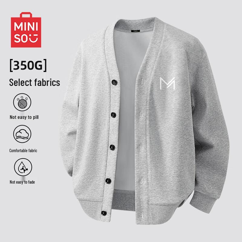 MINISO Men's Oversize V-Neck Cardigan Sweatshirt