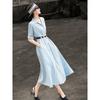 Elegant Striped Cinch-Waist Shirt Dress