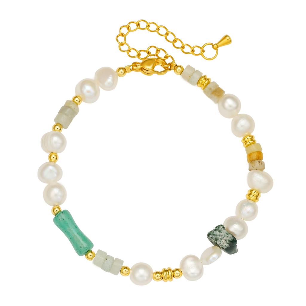 Aventurine Pearl Dopamine Color Luxury Necklace & Bracelet Set