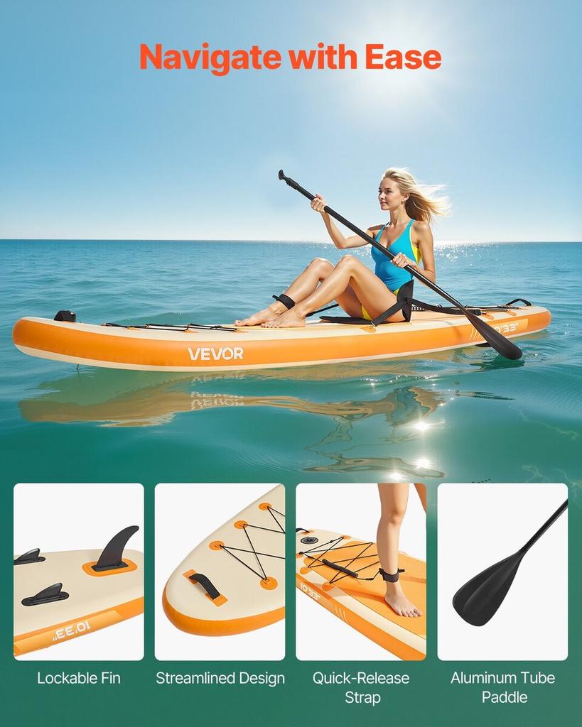 Inflatable Paddle Board with Seat, 3.05m X 84cm X 15cm Wide Ultra-Light SUP Paddleboard, Stand Up Paddle Board with Accessories, Pump, Paddle, Fin,