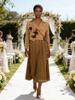 Miyake Plus Size Elegant Casual Pleated Dress with Western-Style Collar - Waist-Cinching Women's Slimming Skirt