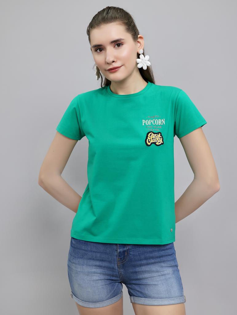 Monte Carlo Women Regular Fit Green Top