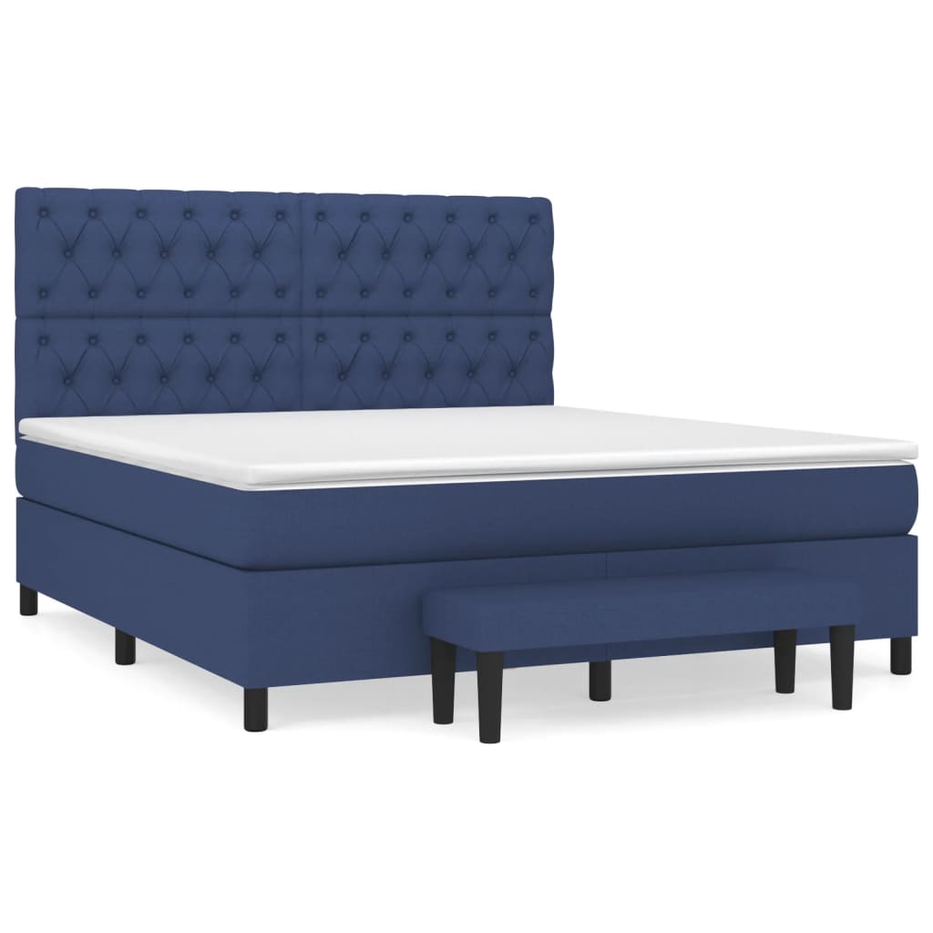 Box Spring Bed with Mattress Blue 160 x 200 cm Fabric