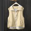 Women Sleeveless Zip Up Hooded Vest Jacket with Pockets Lightweight Casual Outerwear Drawstring Hem Design