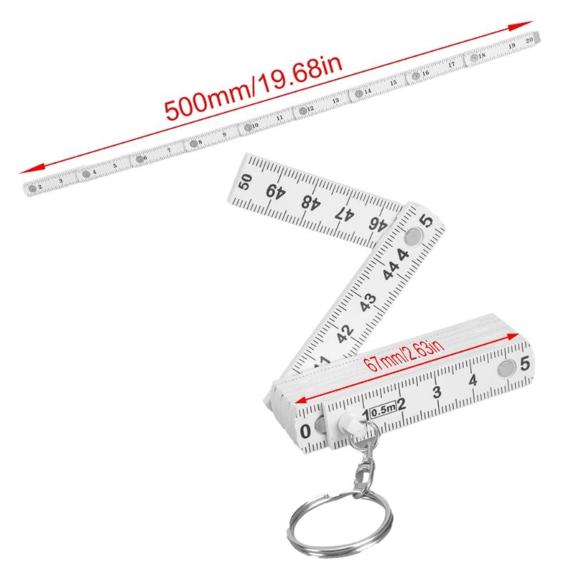 Sturdy Folding Rulers Keychain Convenient Folding Ruler Keychains 50cm Length Ruler For Convenient Measurement