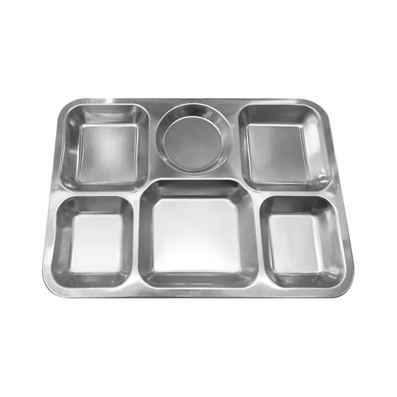 Jiwanggu 304 Stainless Steel 6-Compartment Deep Cafeteria Tray