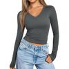 2025 Women's V-Neck Slim Fit Long-Sleeve Milk Silk Base Layer Shirt