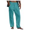Men Linen Wide Leg Back Pocket Pants Summer Fashion Female Solid Male Streetwear Loose Trousers