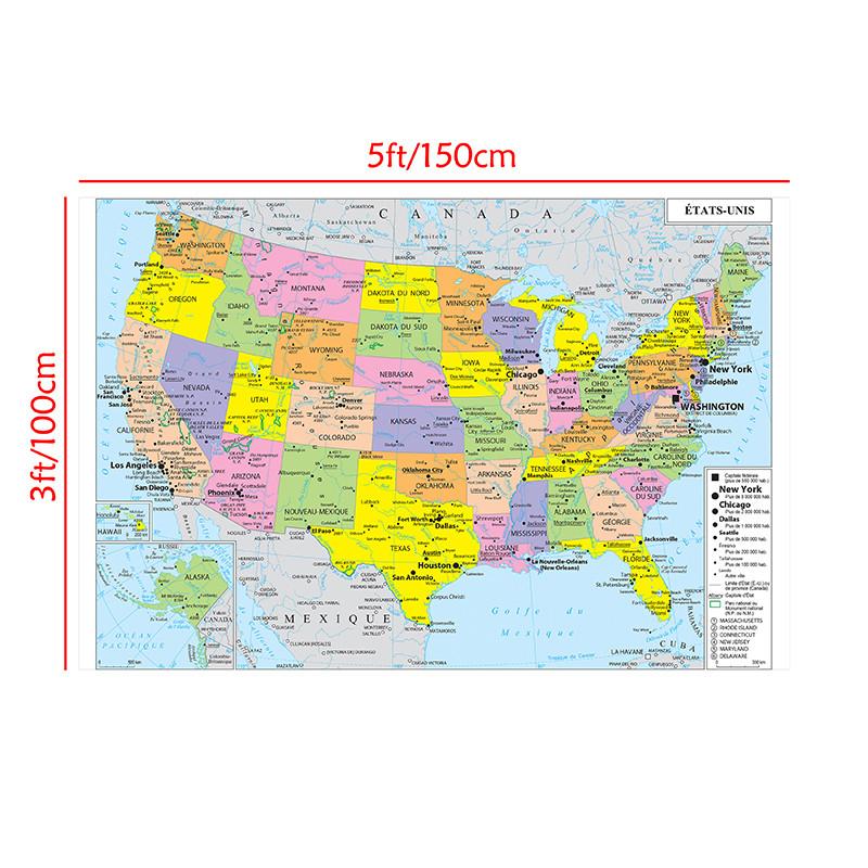 USA Map Poster United States Political Wall Map with States Capitals for Classroom Home School Supplies Students Educational Art Decor