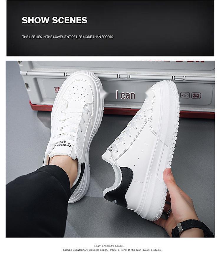 Pánské jarní prodyšné bílé tenisky: Trendy sportovní boty na silné podrážce v korejském stylu