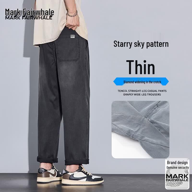 MARK FAIRWHALE Men s Tencel Denim Loose Straight Casual Pants 4XL