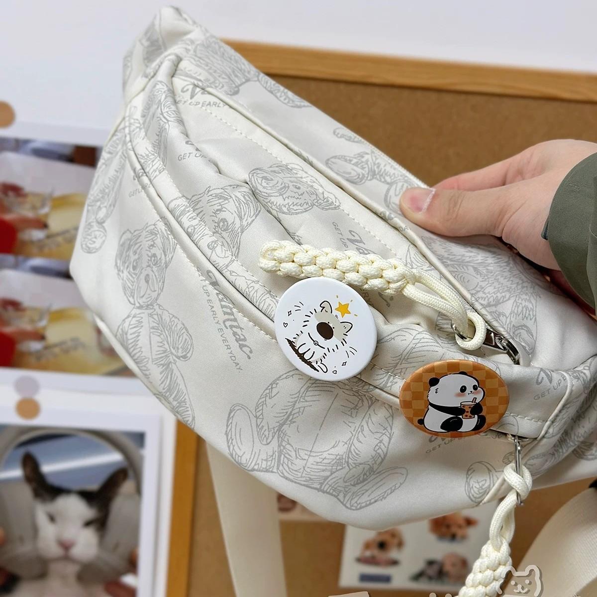 

Lightweight waterproof cute niche fanny pack fresh breast bag simple and versatile multi-layer girl satchel one size fits all белый