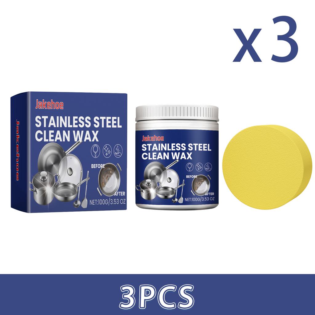 Crema Detergente per Utensili da Cucina in Acciaio Inossidabile Rimozione Ruggine Pentole Crema Lucidante per Alluminio Cromo Macchie Sporco Pulitore Spugna Pennello 100G