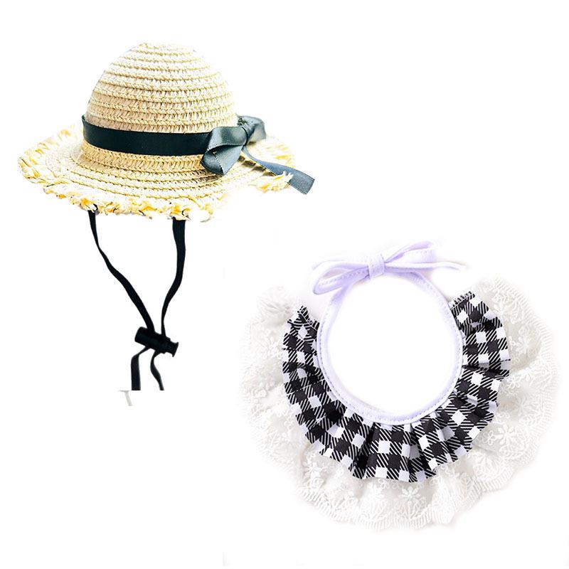 Pet Sun Hat: Coco Style Raffia Straw Hat & Bandana for Cats and Dogs