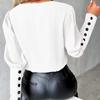 Autumn Fashion V-Neck Solid Colour Long Sleeve Button Women's Shirt Blouse