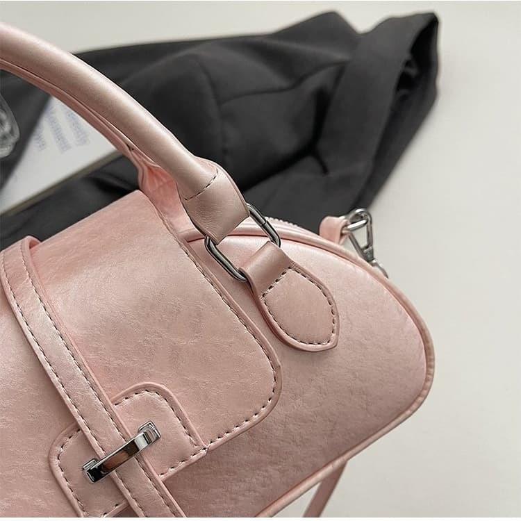 Pink Pearlescent PU Portable Messenger Bag