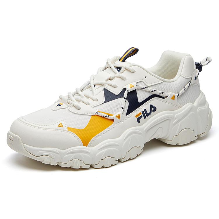 New FILA Cat Claw Low Top Casual Shoes Men's White Blue Yellow F12M114111FGN