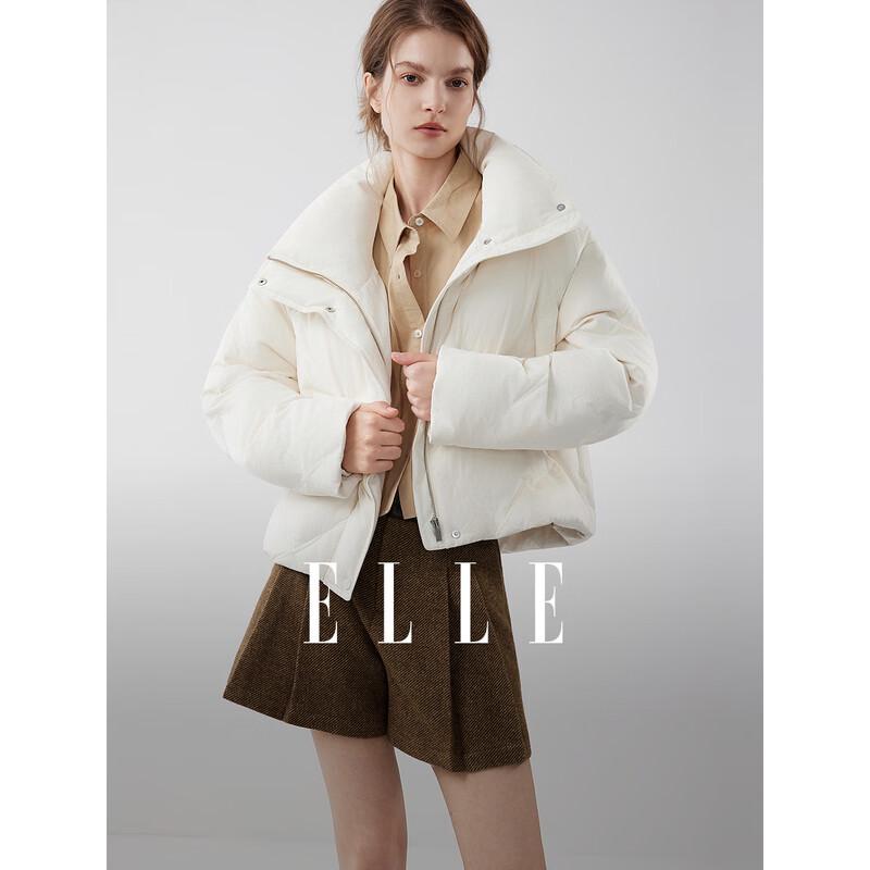 ELLE Women s 90% White Duck Down Quilted Short Puffer Jacket M