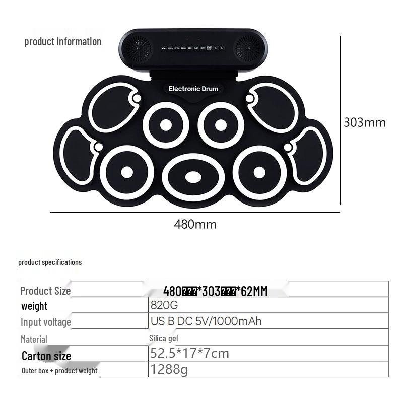 Portable Foldable Electronic Drum Set for Kids and Beginners