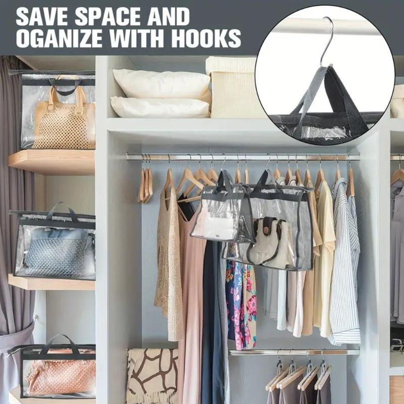 Clear PVC Handbag Storage Organizers With Hanging Hook For Dustproof Protections And Space Saving Closet Organization